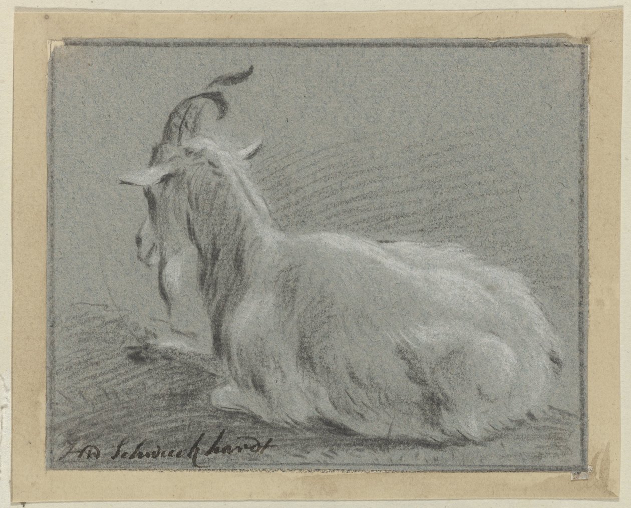 liggende ged af Hendrik Willem Schweickhardt (signed by artist)