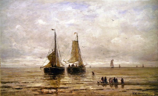 Kystscene (olie på lærred) af Hendrik William Mesdag