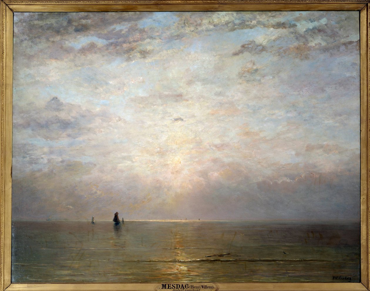 Solnedgang sol. Maleri af Hendrik Wilhem Mesdag (1831-1915), ec. Holl. 19. århundrede. Olie på lærred. Mål: 1,40 x 1,80 m. Paris, Musee d