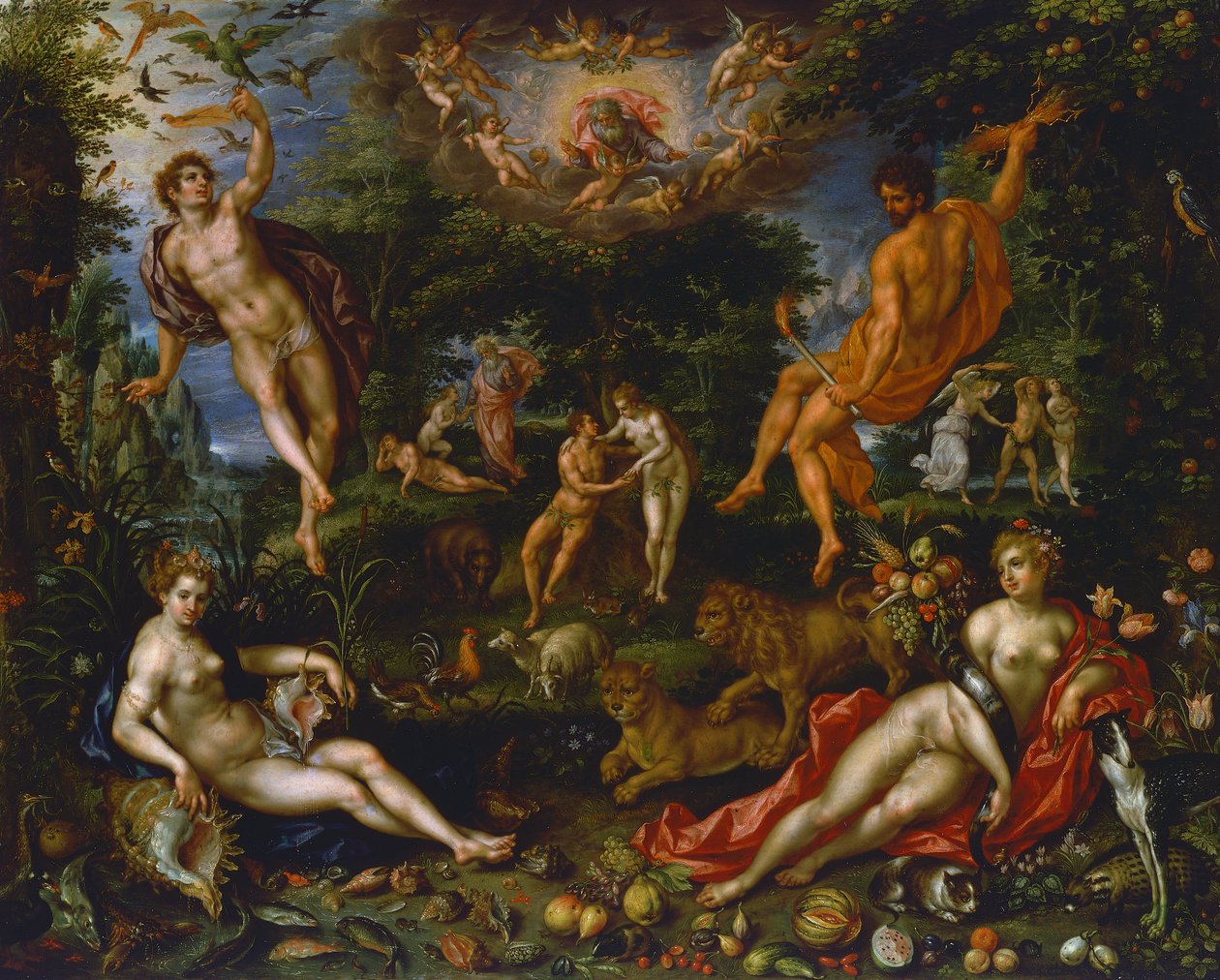 Earthly Paradise, ca. 1607 (olie på lærred) af Hendrik de Fromantiou