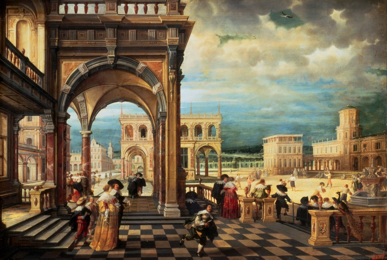 Italiensk palads, 1623 (olie på kobber) af Hendrik the Younger Steenwyck