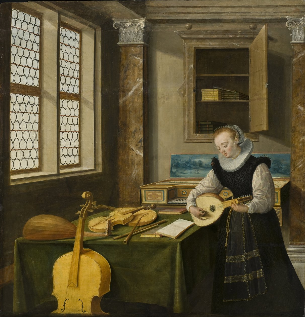 Dame jouant du luth - Lady Playing the Lute, af Steenwyck, Hendrick van, the Younger (1580-1649). Olie på træ. Mål: 65x64 cm. Nationalmuseum Stockholm af Hendrik van (c.1580 1649) Steenwyk