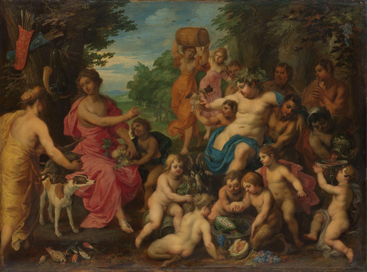 Diana bød på vin og frugt af Bacchus og hans følge af Hendrik van Balen (I)