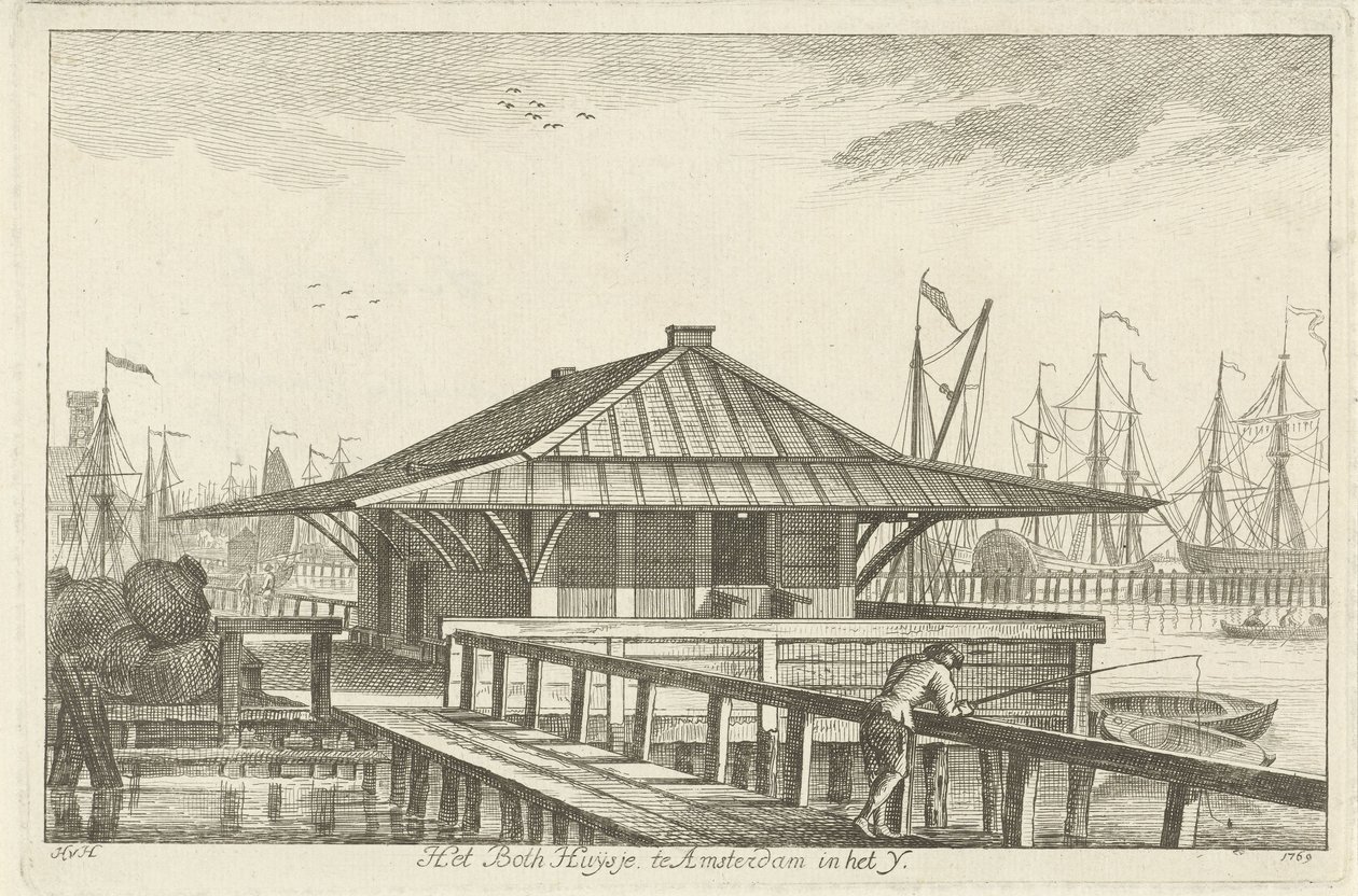 Bothuisje i Amsterdam i IJ (titel på objekt) af Hendrik van Hilten