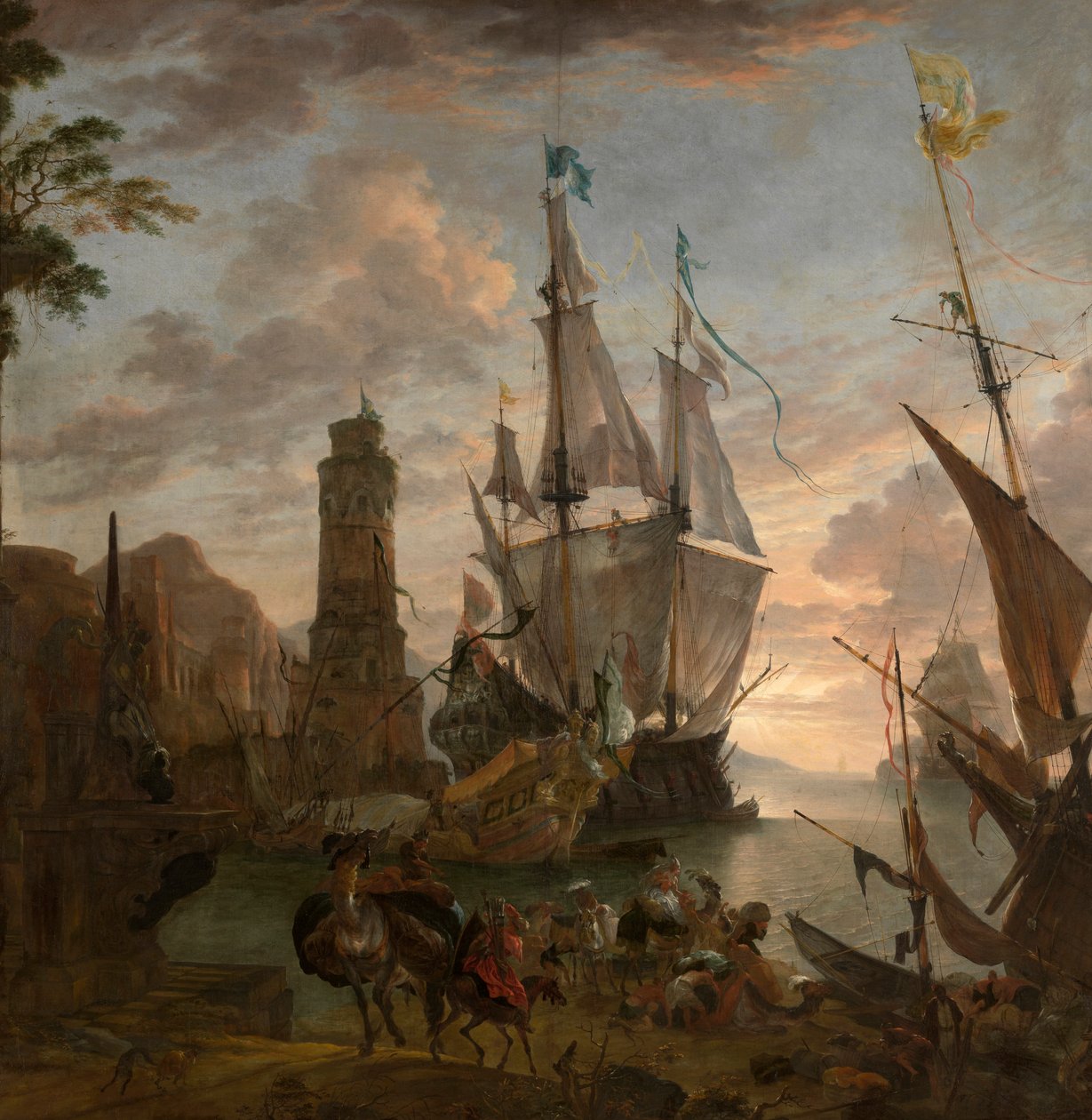 Oriental Seaport (olie på lærred) af Hendrik van Minderhout