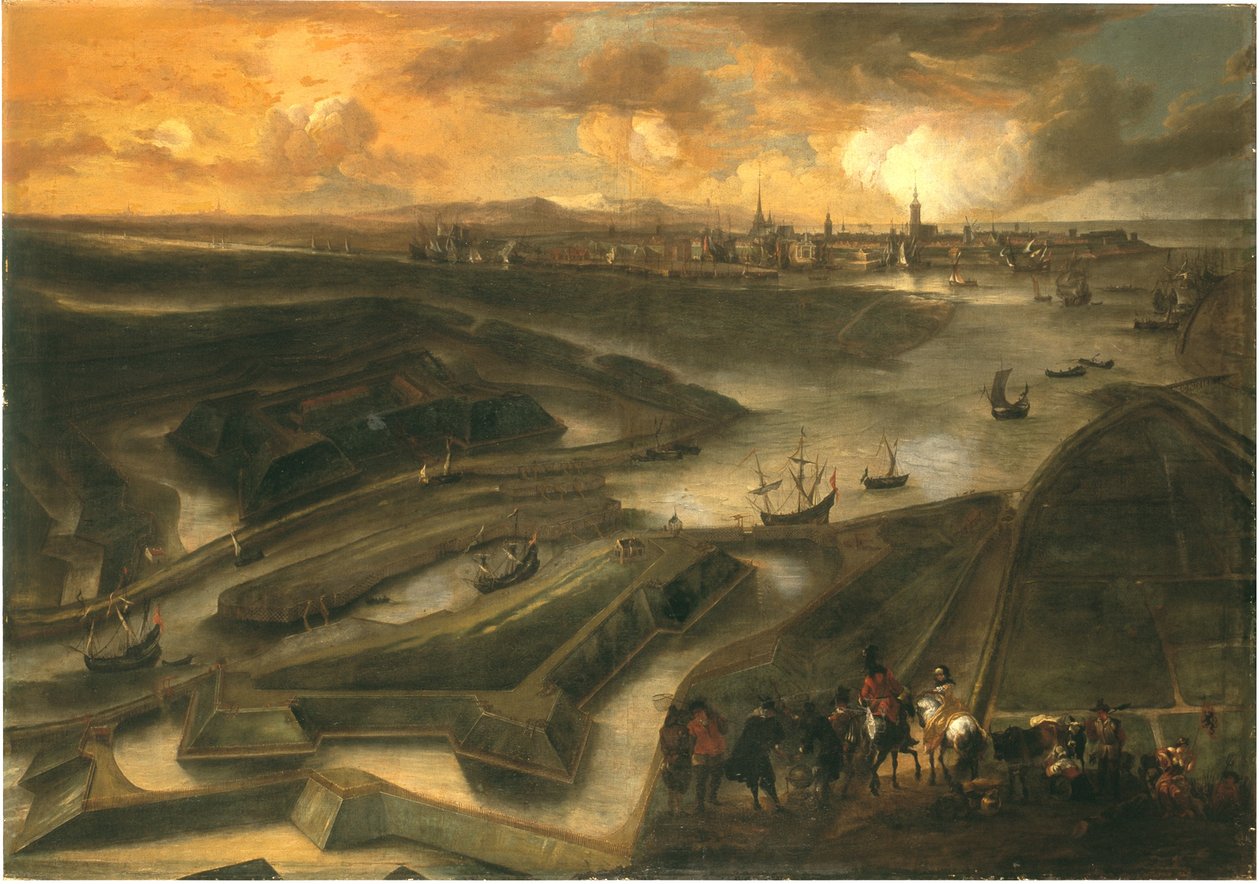 Udsigt over Oostende (olie på lærred) af Hendrik van Minderhout