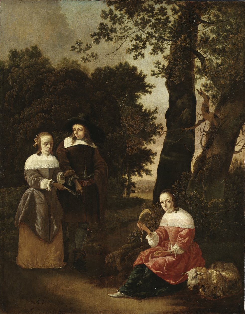 Et par og en hyrdeinde i et landskab, 1661 af Hendrik van der Burgh