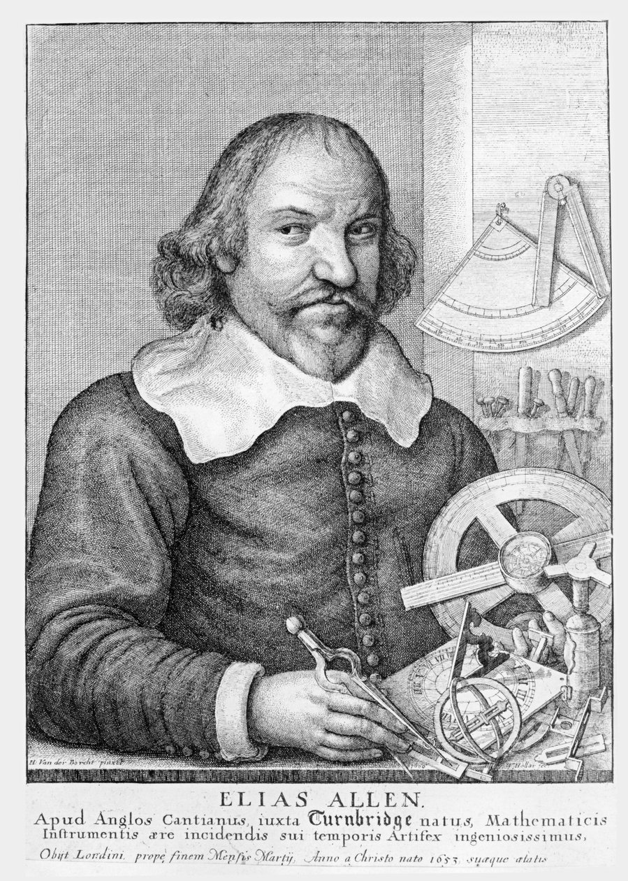 Elias Allen (ca. 1588-1653) graveret af Wencelaus Hollar (1607-77) (bw foto) af Hendrik van der, the younger Borcht