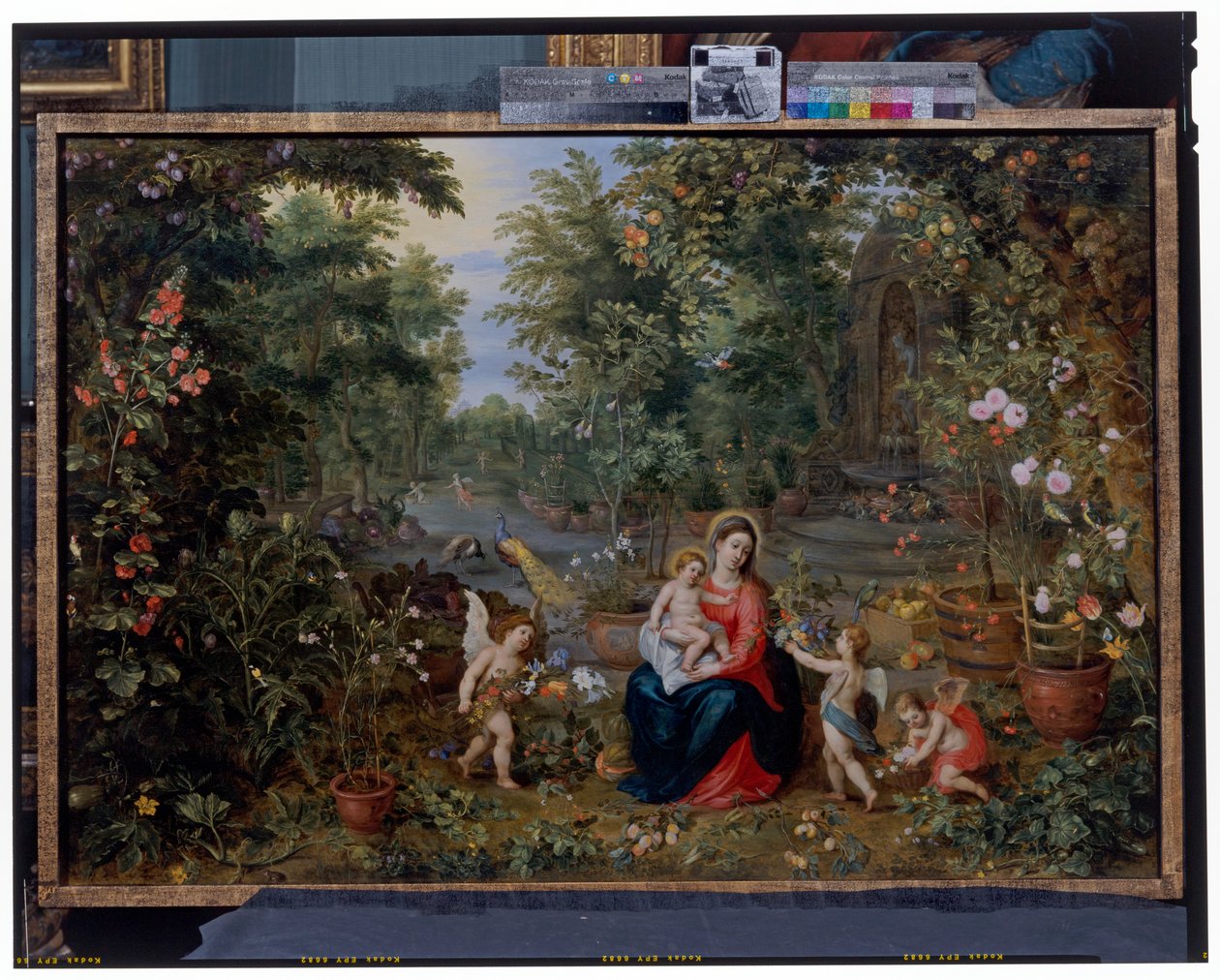 Jomfruen Og Barnet Sidder I En Have Med Putti, Fugle Og Dyr af Hendrik van the Elder Balen