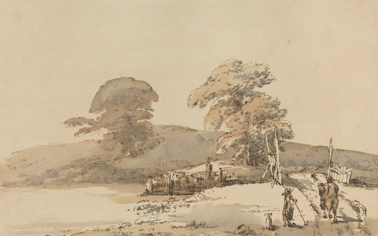 Landskab med en bro af Heneage Finch fourth Earl of Aylesford