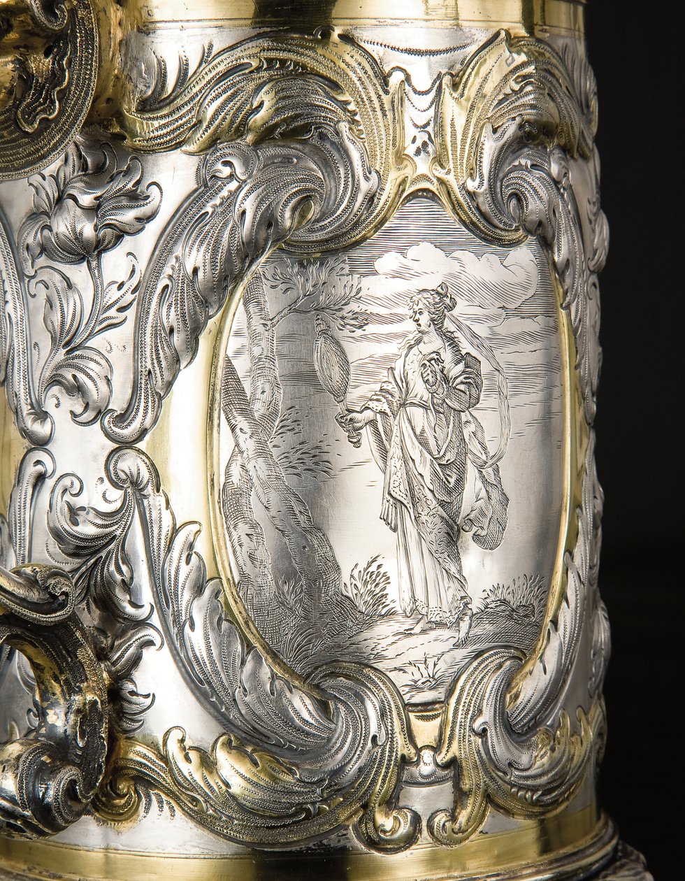 Detalje af en tankard, Danzig, ca. 1670 (pakke forgyldt sølv) (se også 469708 og 469710) af Hennick (attr. to) Probst