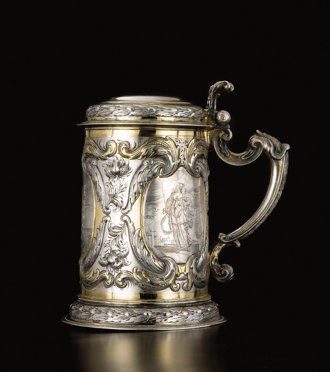 Tankard, Danzig, ca. 1670 (pakke forgyldt sølv) (se også 469709 og 469710) af Hennick (attr. to) Probst