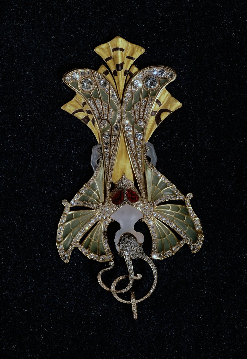 Art Nouveau-vedhæng med titlen "Sylvia", 1900 (guld, emalje og ædelsten) af Henri and Paul Vever
