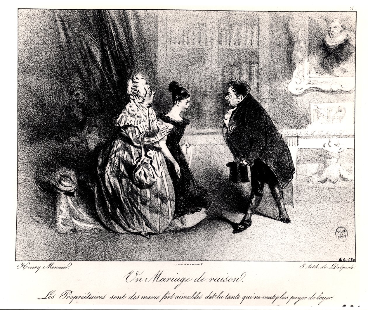 Et fornuftsægteskab, ca. 1840 af Henri Bonaventure Monnier
