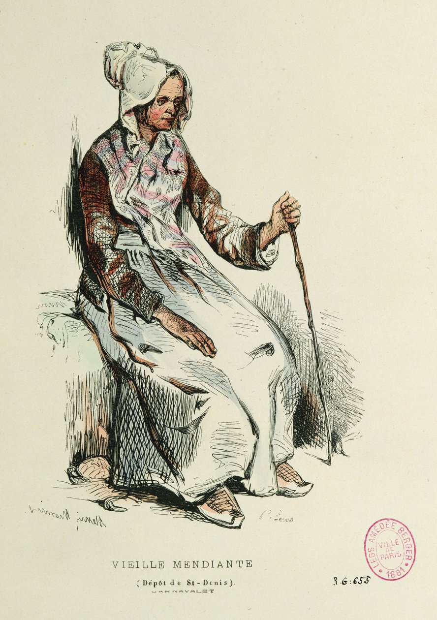 Gammel tiggerkvinde af Henri Bonaventure Monnier