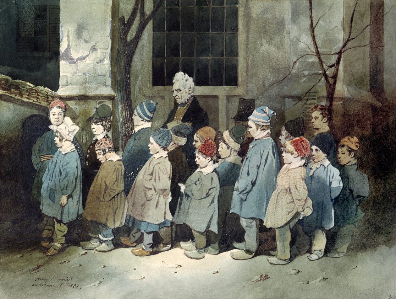 Skoledrenge på legepladsen af Henri Bonaventure Monnier