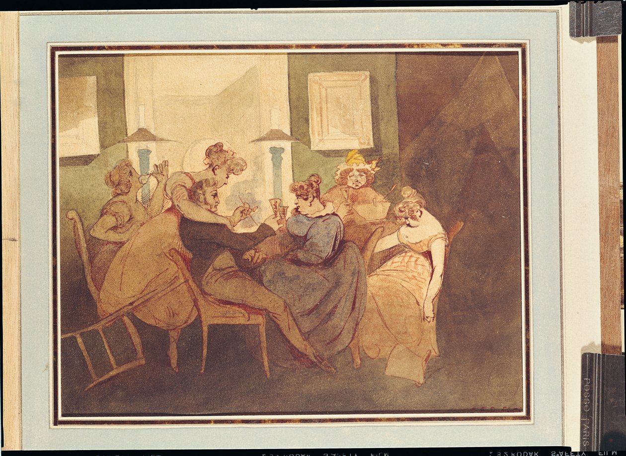 Kortspillet, efter 1830 af Henri Bonaventure Monnier