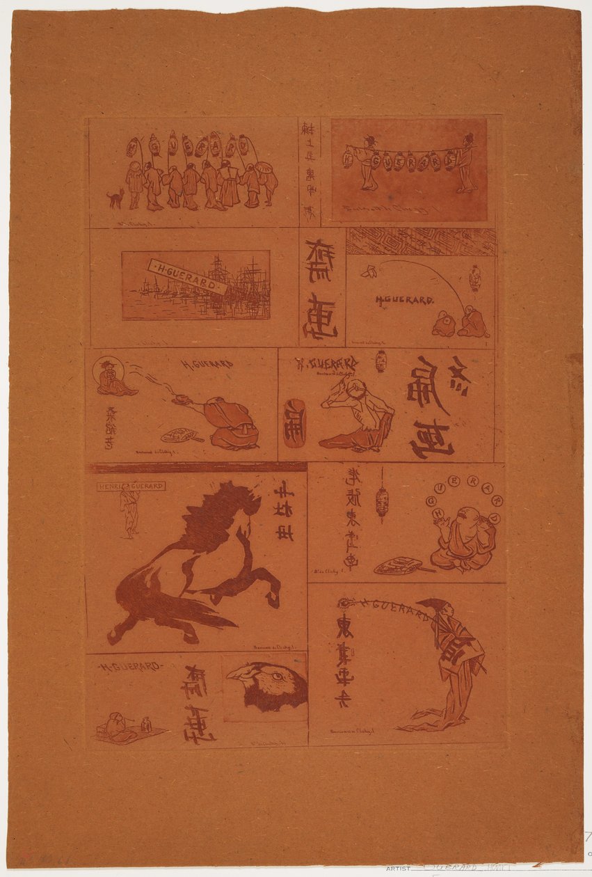 Ti små japanske motiver, ca.1888 (radering og akvatint) af Henri Charles Guérard
