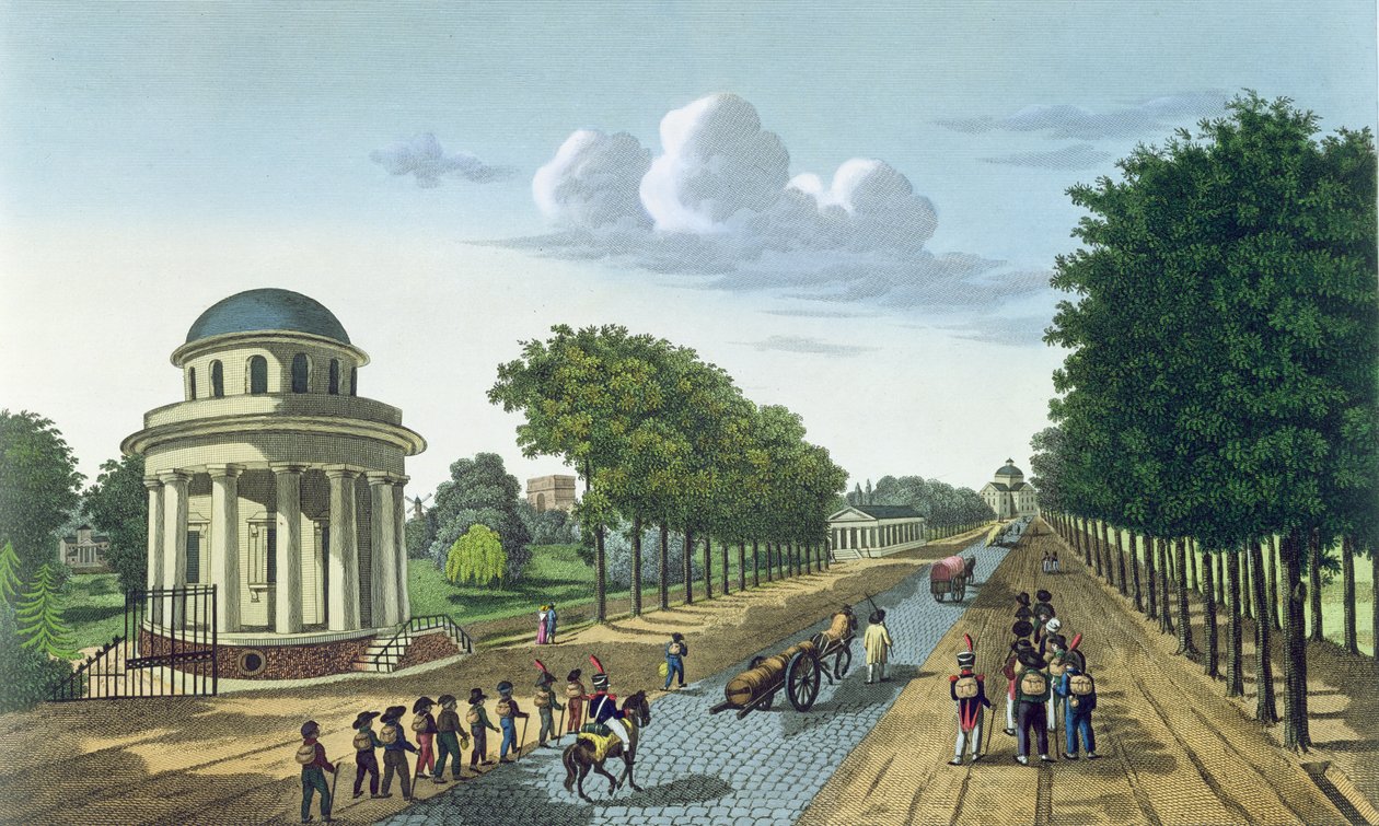 Parc Monceaux, ca. 1815-20 (farvegravering) af Henri Courvoisier Voisin