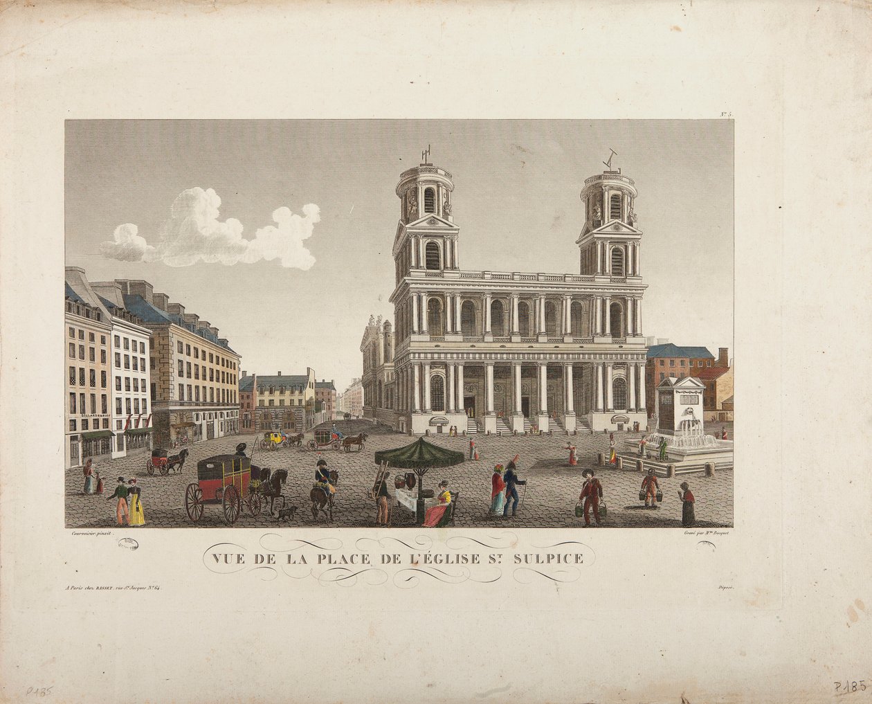 Udsigt over pladsen i Saint-Sulpice-kirken af Henri Courvoisier Voisin