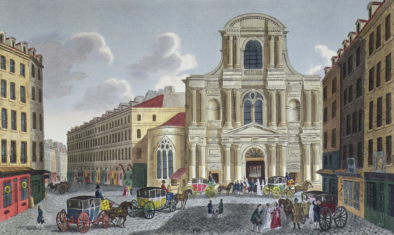 Porch of Saint Gervais Church, ca. 1815-20 (farvegravering) af Henri Courvoisier Voisin