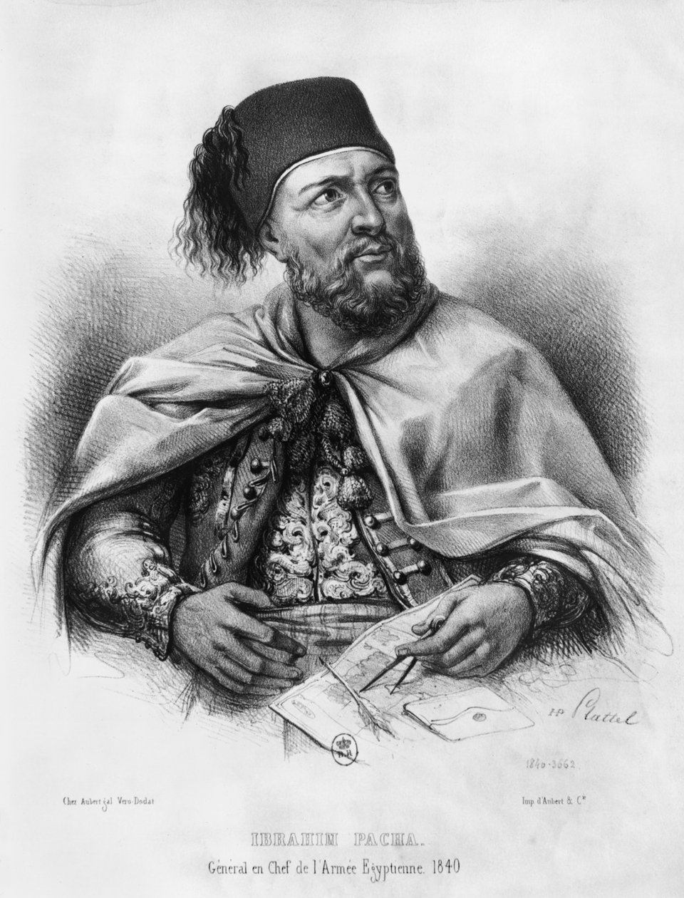 Portræt af Ibrahim Pasha, 1840 af Henri Daniel Plattel