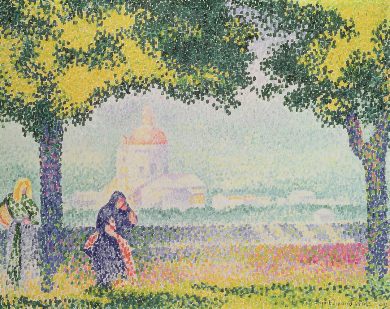 Udsigt over kirken Santa Maria degli Angeli, nær Assisi, 1909 af Henri Edmond Cross