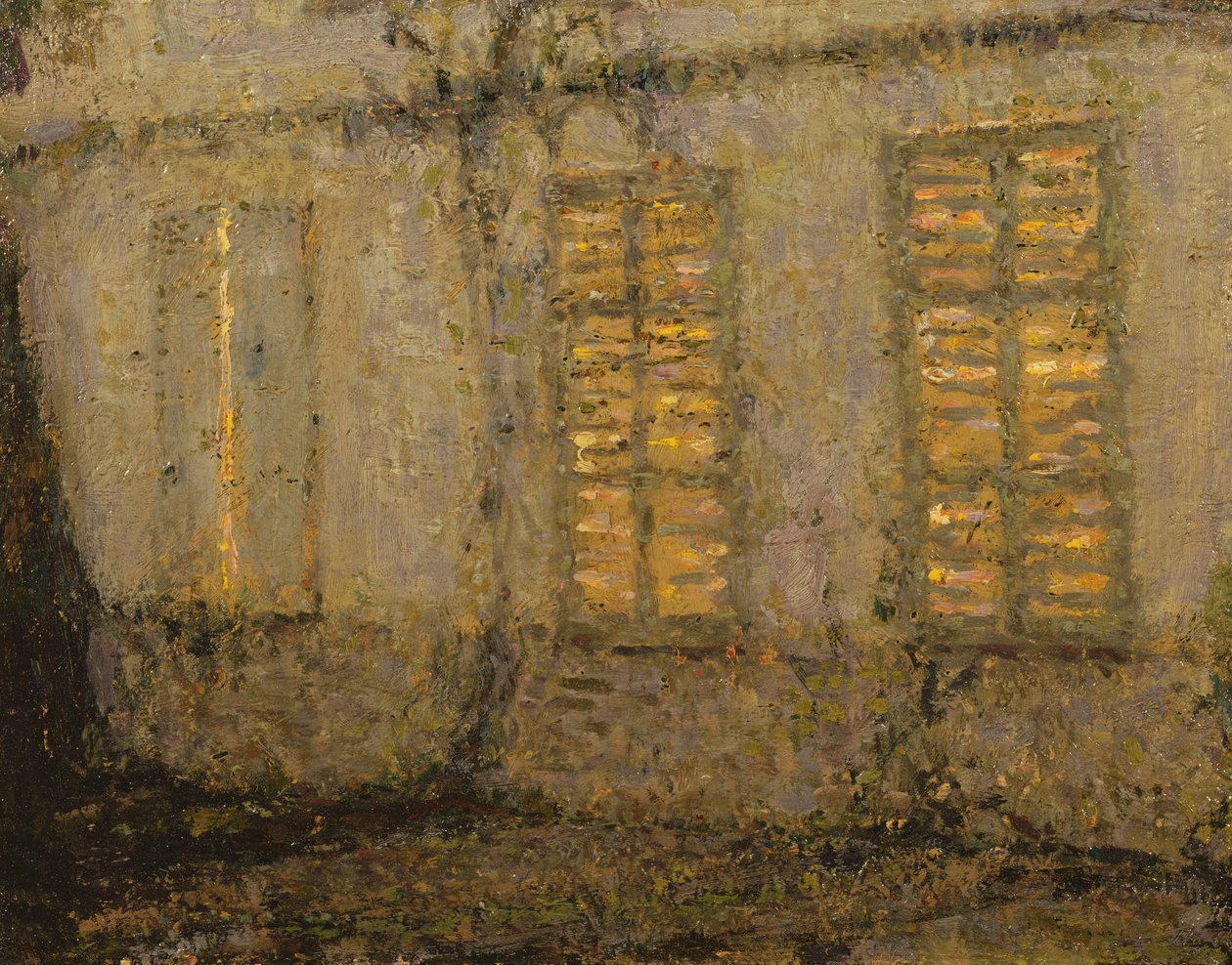 Lukkede skodder, måneskin, Gerberoy, ca.1932 af Henri Eugene Augustin Le Sidaner