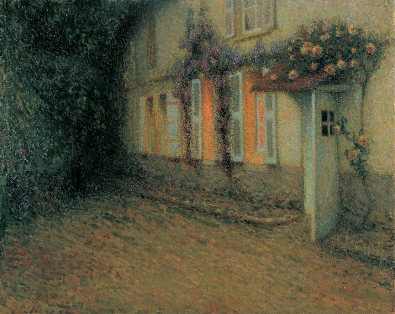 Roser og blåregn på huset af Henri Eugene Augustin Le Sidaner