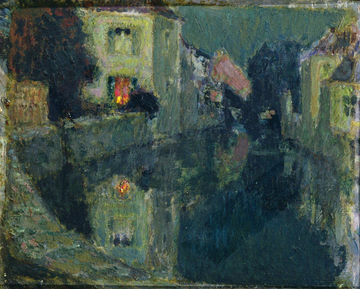 Kanalen om natten af Henri Eugene Augustin Le Sidaner