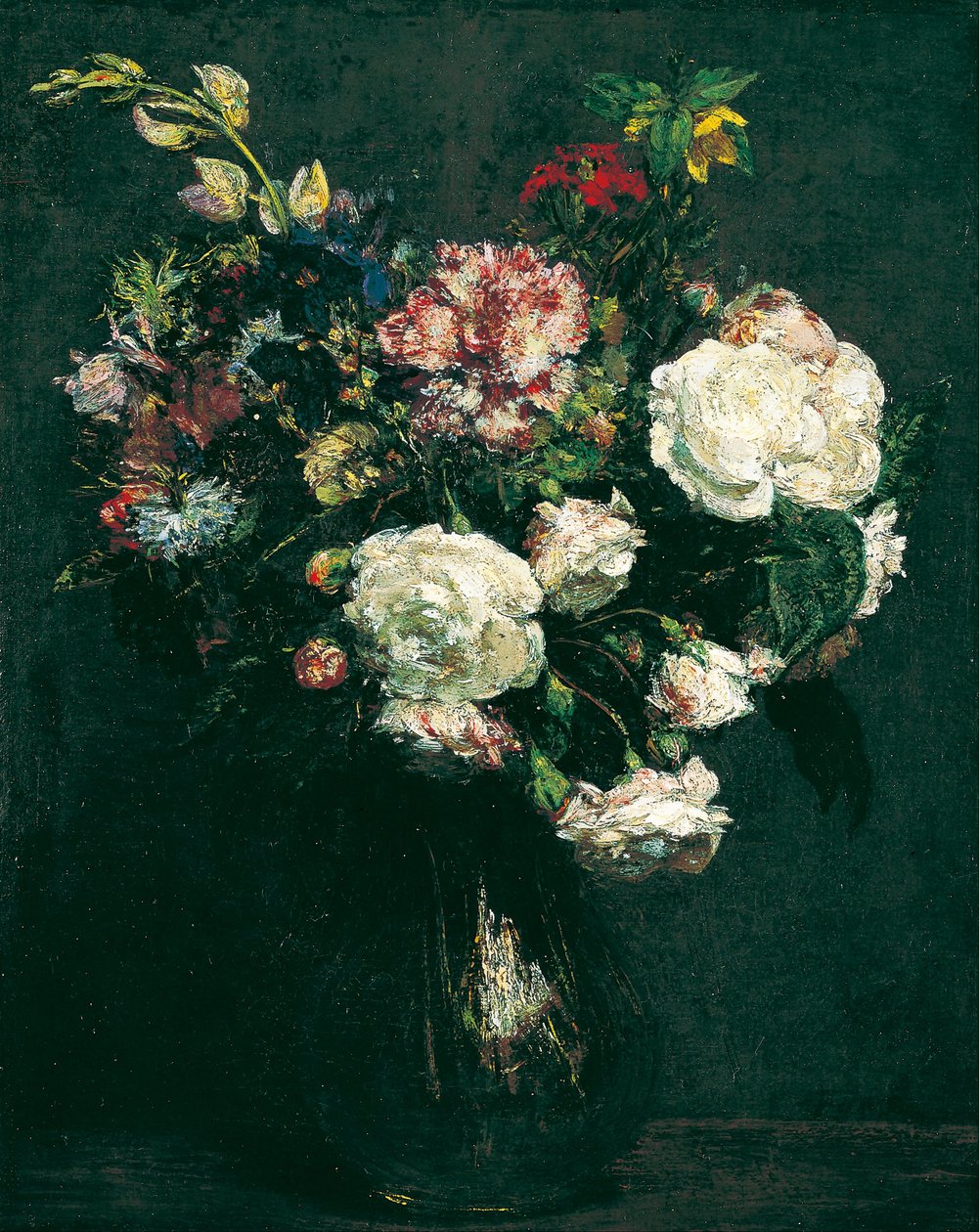 Vase med blomster af Ignace Henri Jean Fantin Latour