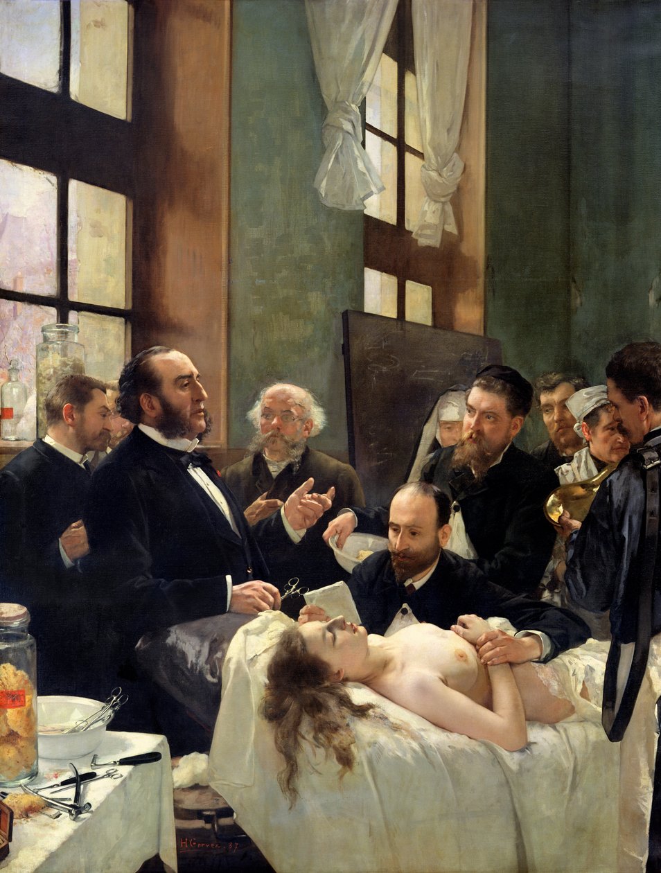 Før operationen, eller Doktor Pean underviser på Saint-Louis hospitalet, 1887 af Henri Gervex