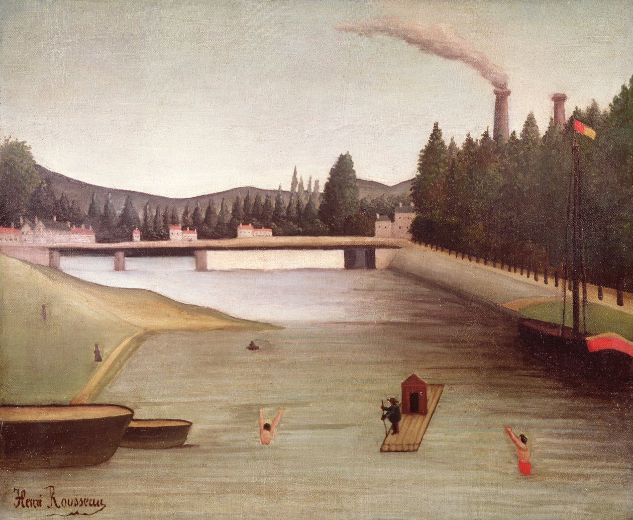 Badning i Alfortville af Henri Rousseau