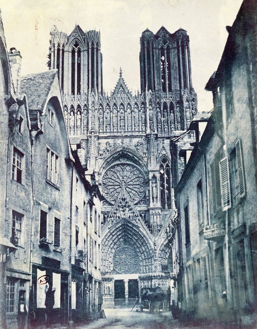 Reims katedral ca. 1851 (cyanotype) af Henri Jean Louis Le Secq