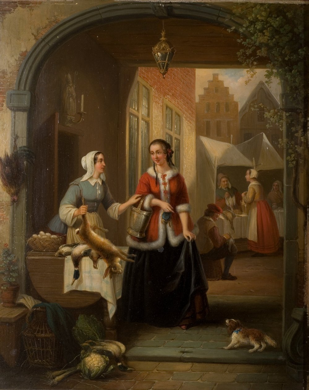 Den hollandske markedsscene af Henri Joseph Gommarus Carpentero