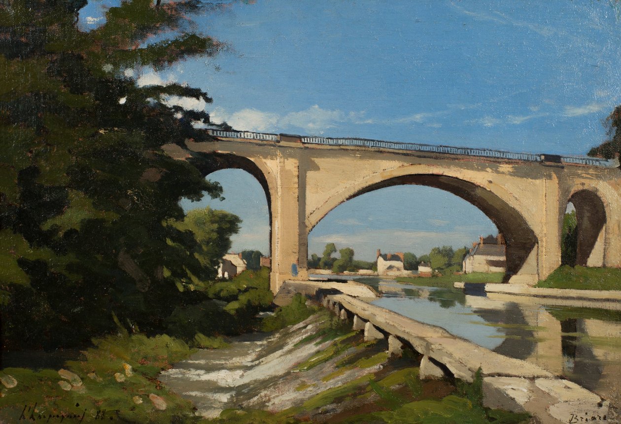 Jernbanebroen ved Briare af Henri Joseph Harpignies