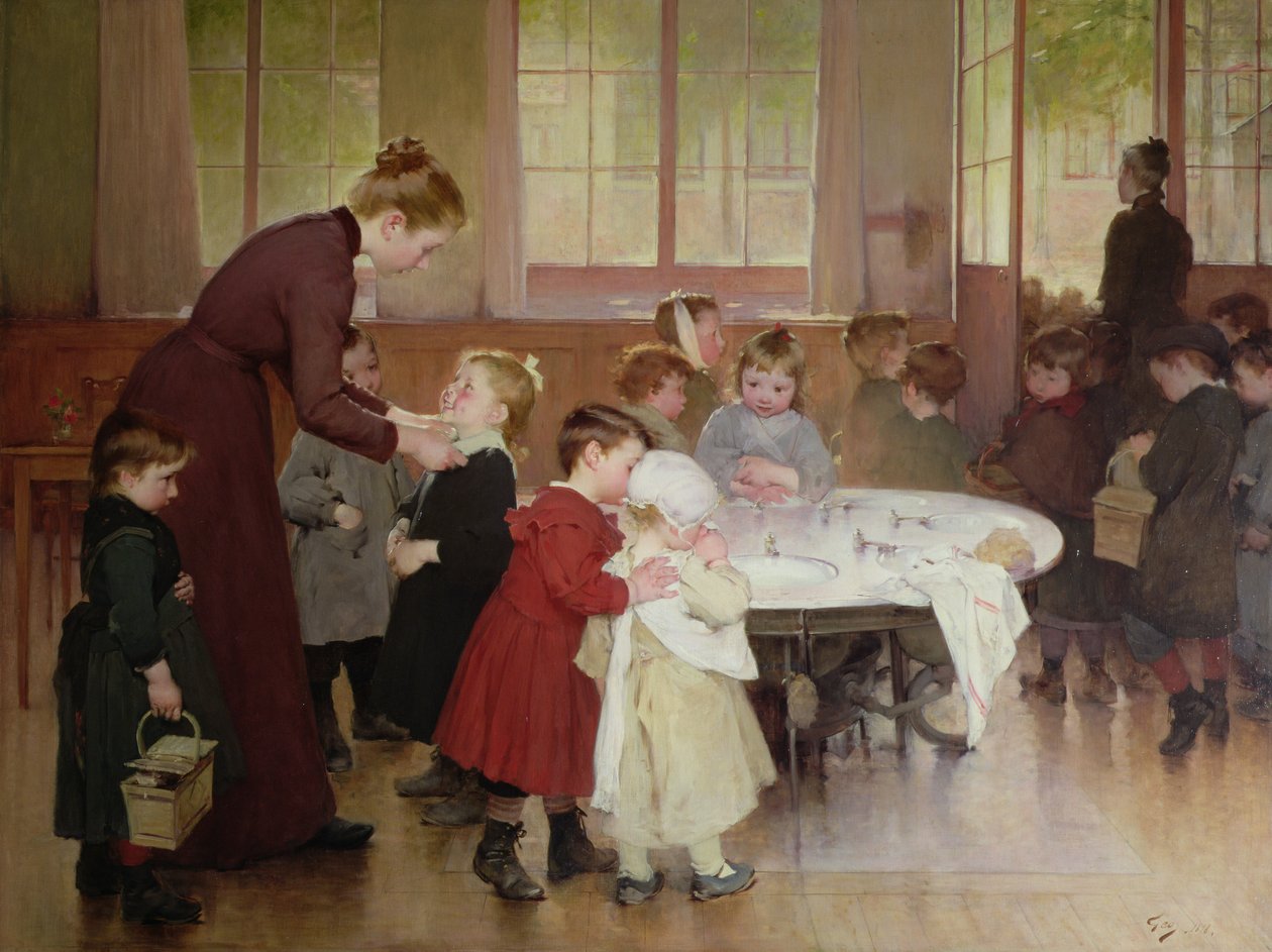 Børnehave, 1898 (olie) af Henri Jules Jean Geoffroy