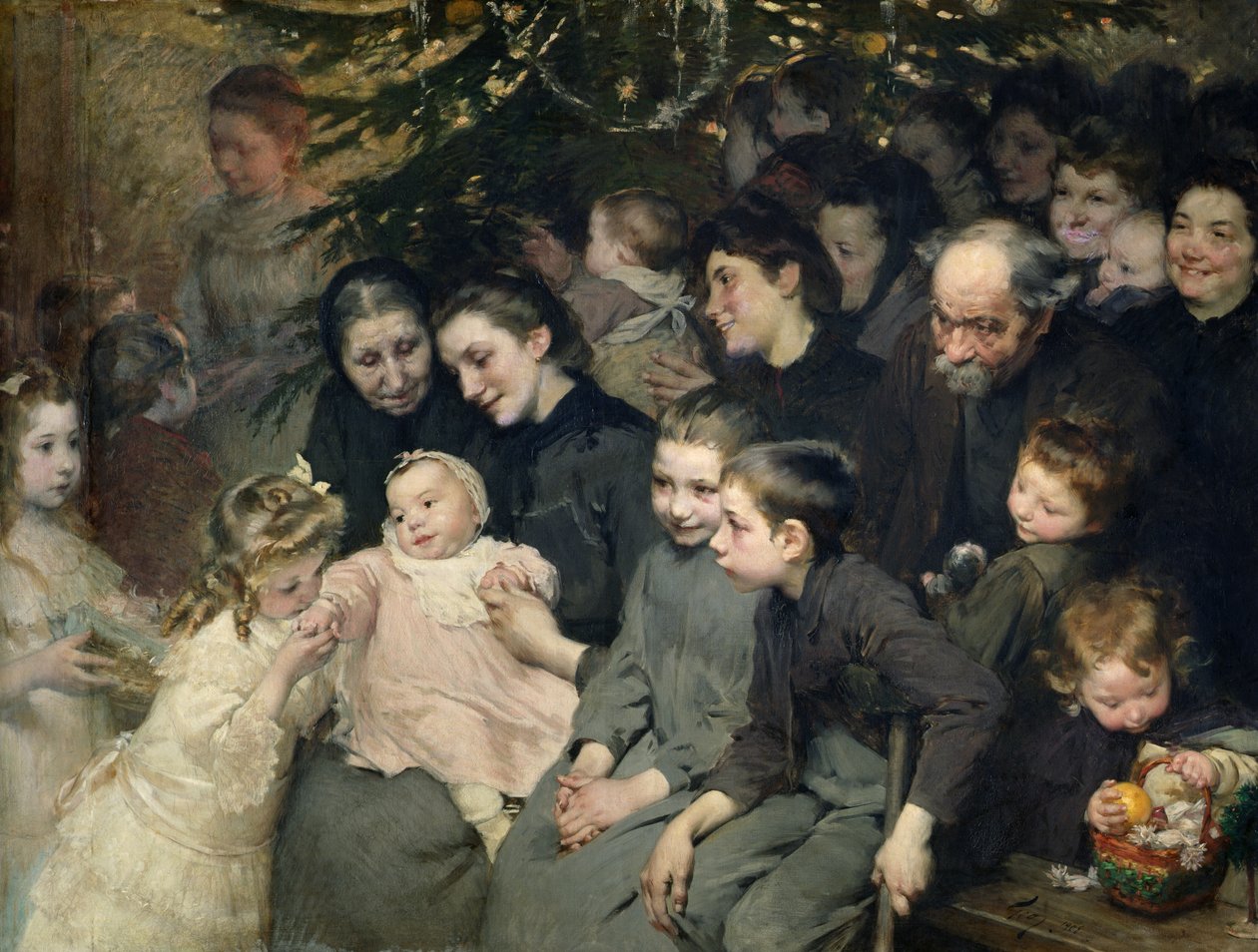 The Drop of Milk in Belleville: The Christmas Tree at the Dispensary, 1908 af Henri Jules Jean Geoffroy