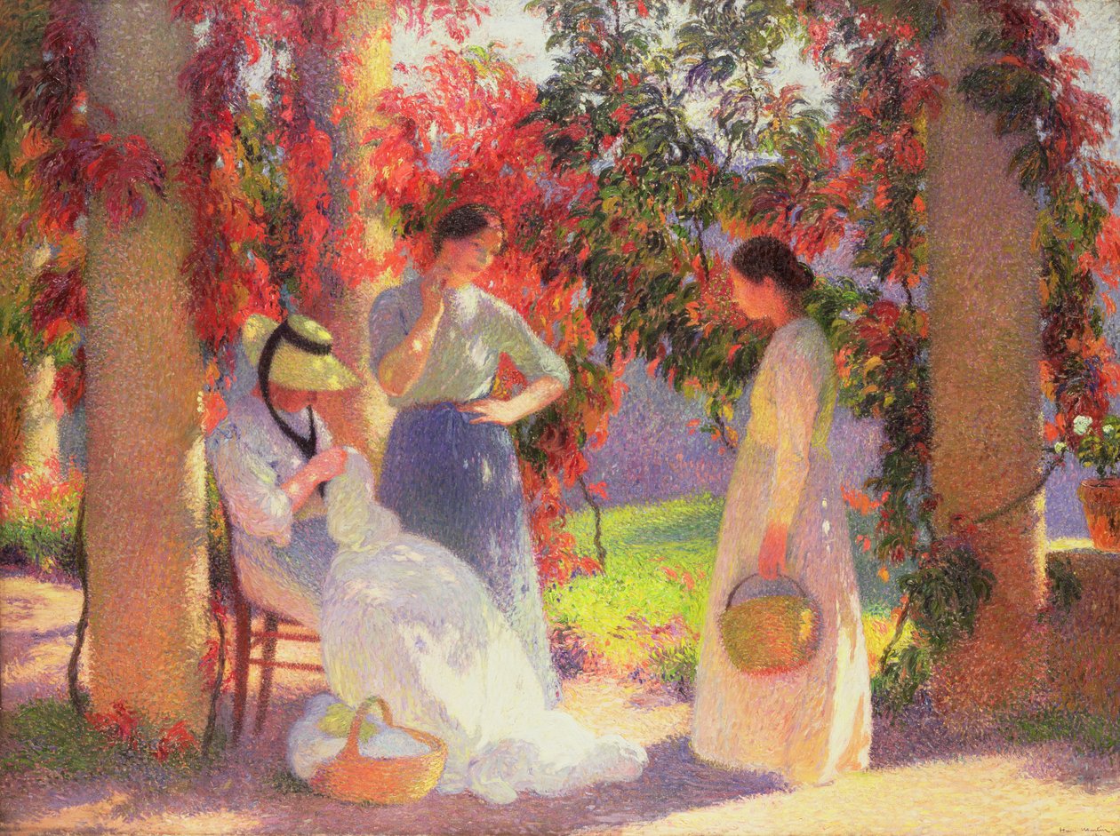 Syningsscene under pergolaen i Marquayrol, 1902 af Henri Martin
