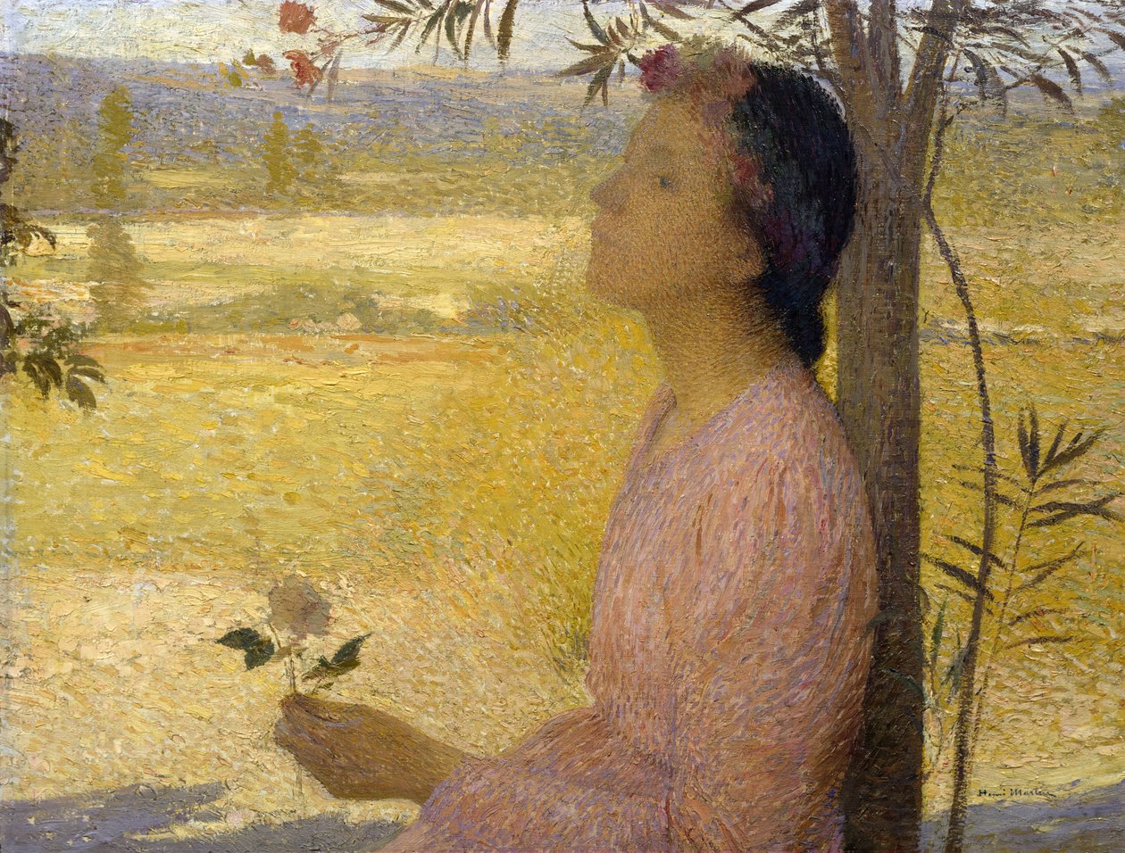 Ung kvinde med en rose af Henri Martin