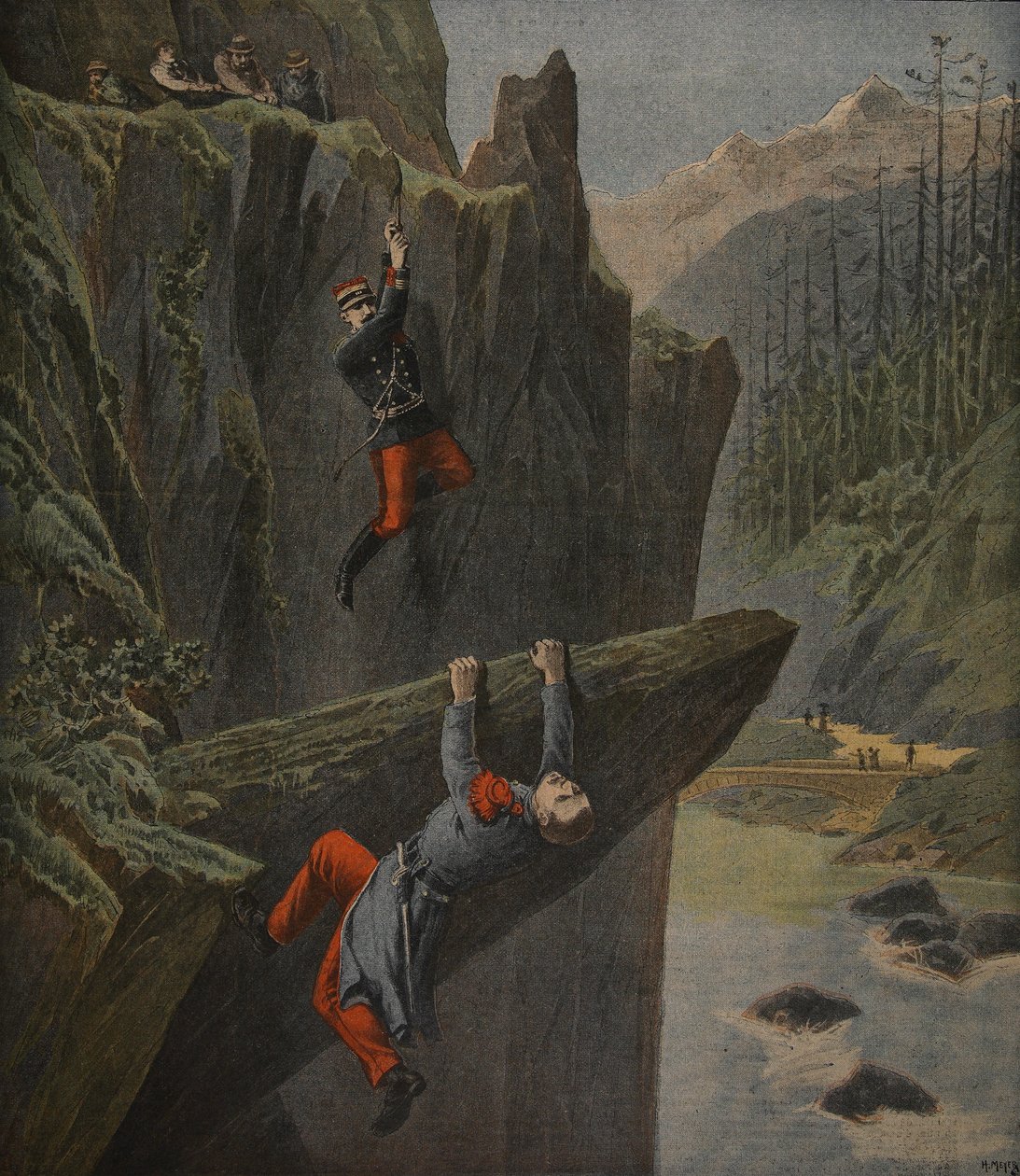 Redning af en soldat, illustration fra "Le Petit Journal: Supplement illustre", 13. februar 1898 af Henri Meyer