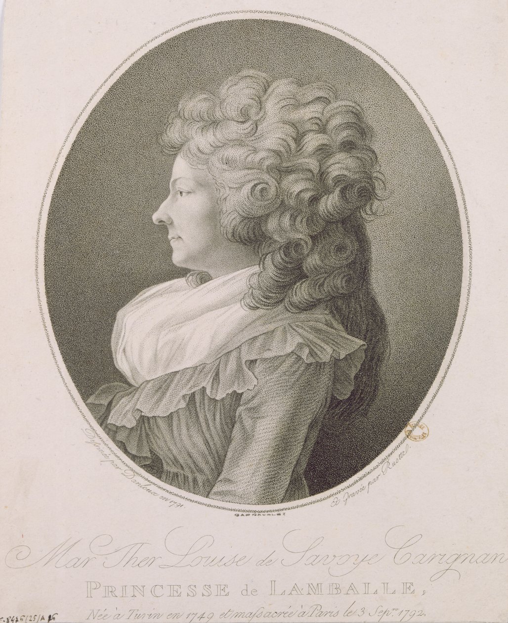 Marie Therese Louise de Savoie-Carignan (1749-92) Prinsesse af Lamballe, 1791 af Henri Pierre Danloux