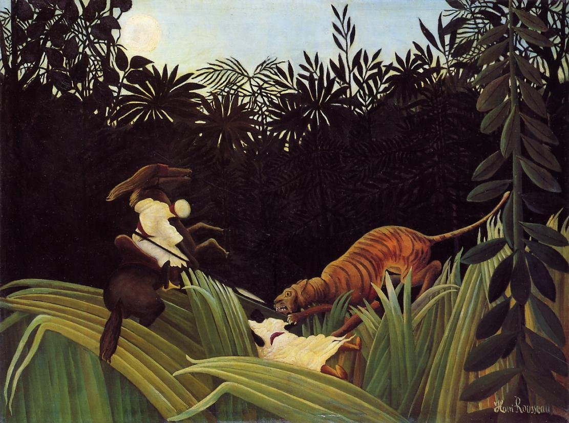 Spejdere angrebet af en tiger af Henri Rousseau