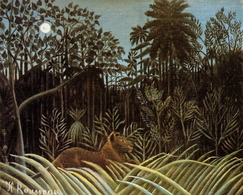 Jungle med løve af Henri Rousseau