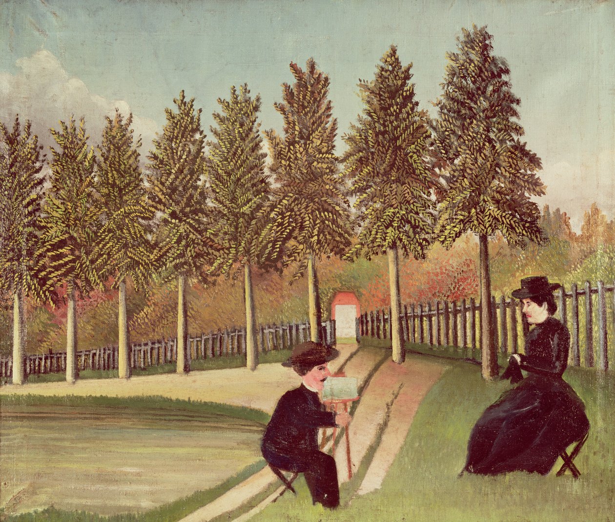 Kunstneren, der maler sin Hustru, 1900-05 af Henri Rousseau