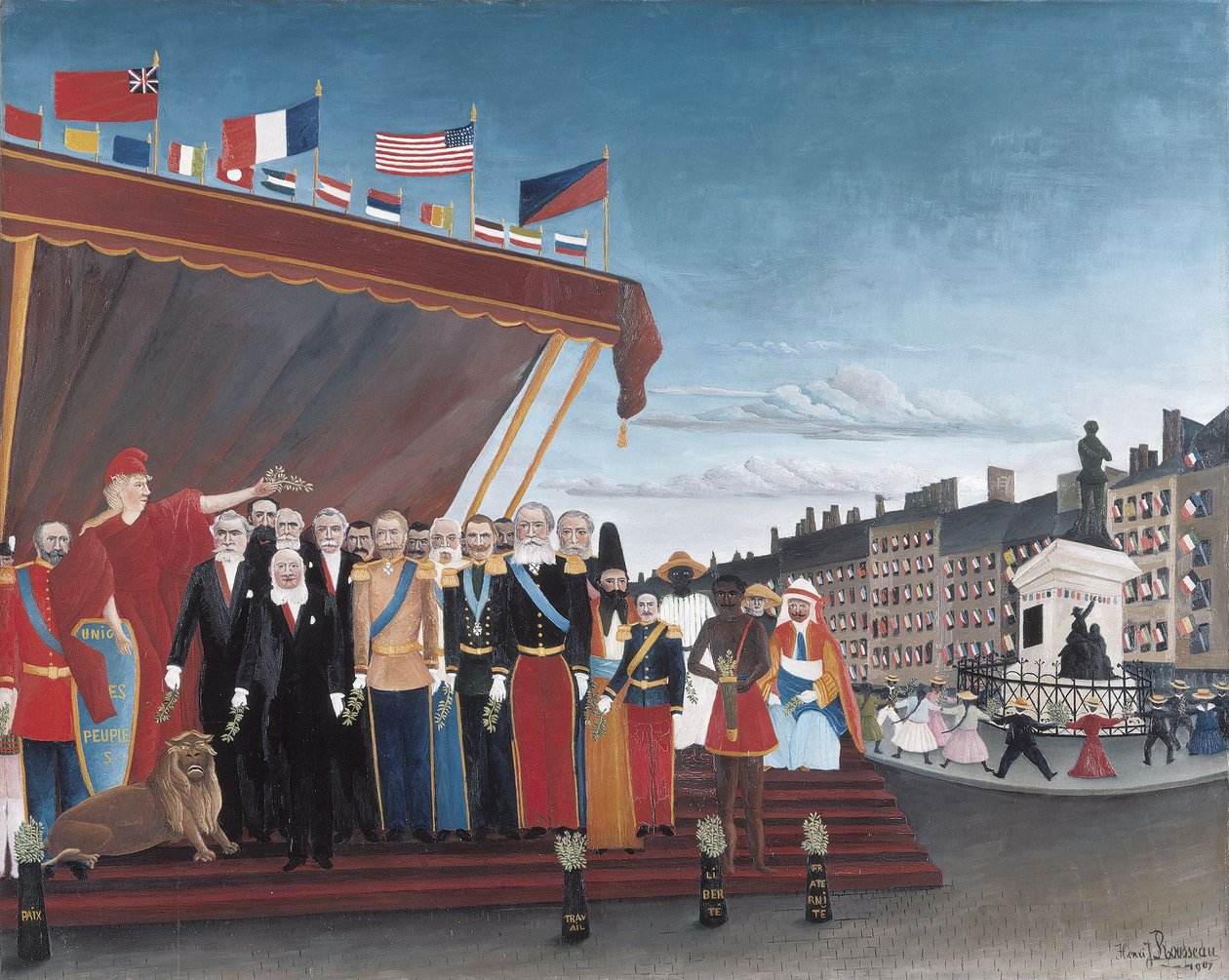 Repræsentanterne for udenlandske magter kommer til at hilse på republikken som et tegn på fred af Henri Rousseau