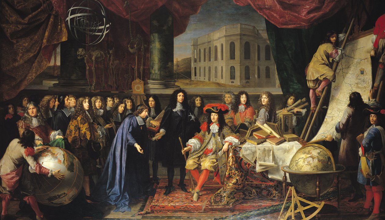 Jean-Baptiste Colbert (1619-1683) Præsenterer medlemmerne af Royal Academy of Science for Louis XIV (1638-1715) ca. 1667 af Henri Testelin
