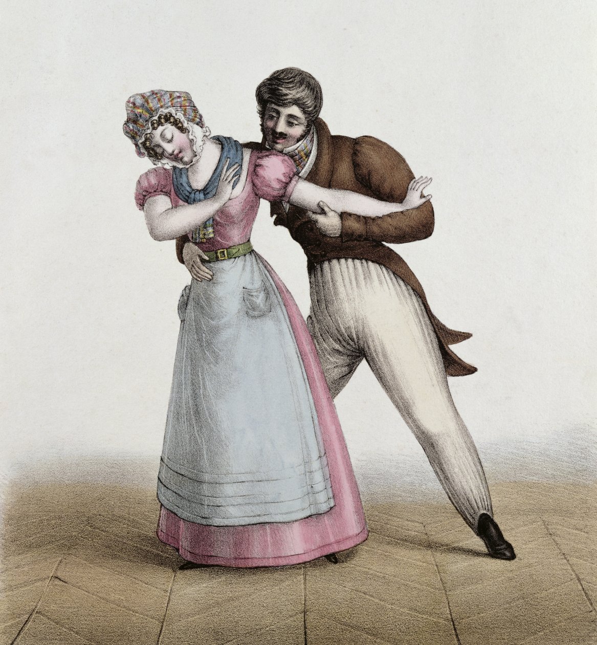 Jomfruen og den galante protektor", ca. 1830 af Henri Villain