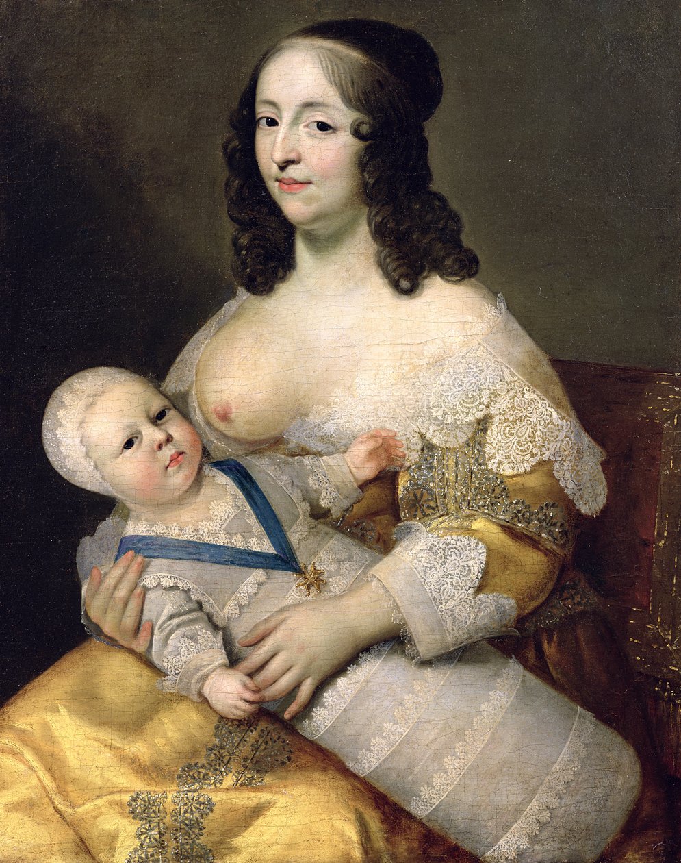 Dauphin Louis af Frankrig (1638-1715) og hans sygeplejerske, Dame Longuet de la Giraudiere, ca. 1638 af Charles Beaubrun
