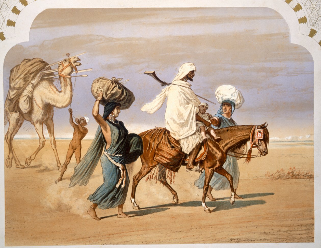 Beduinfamilie rejser gennem ørkenen, 1860 af Henri de Montaut